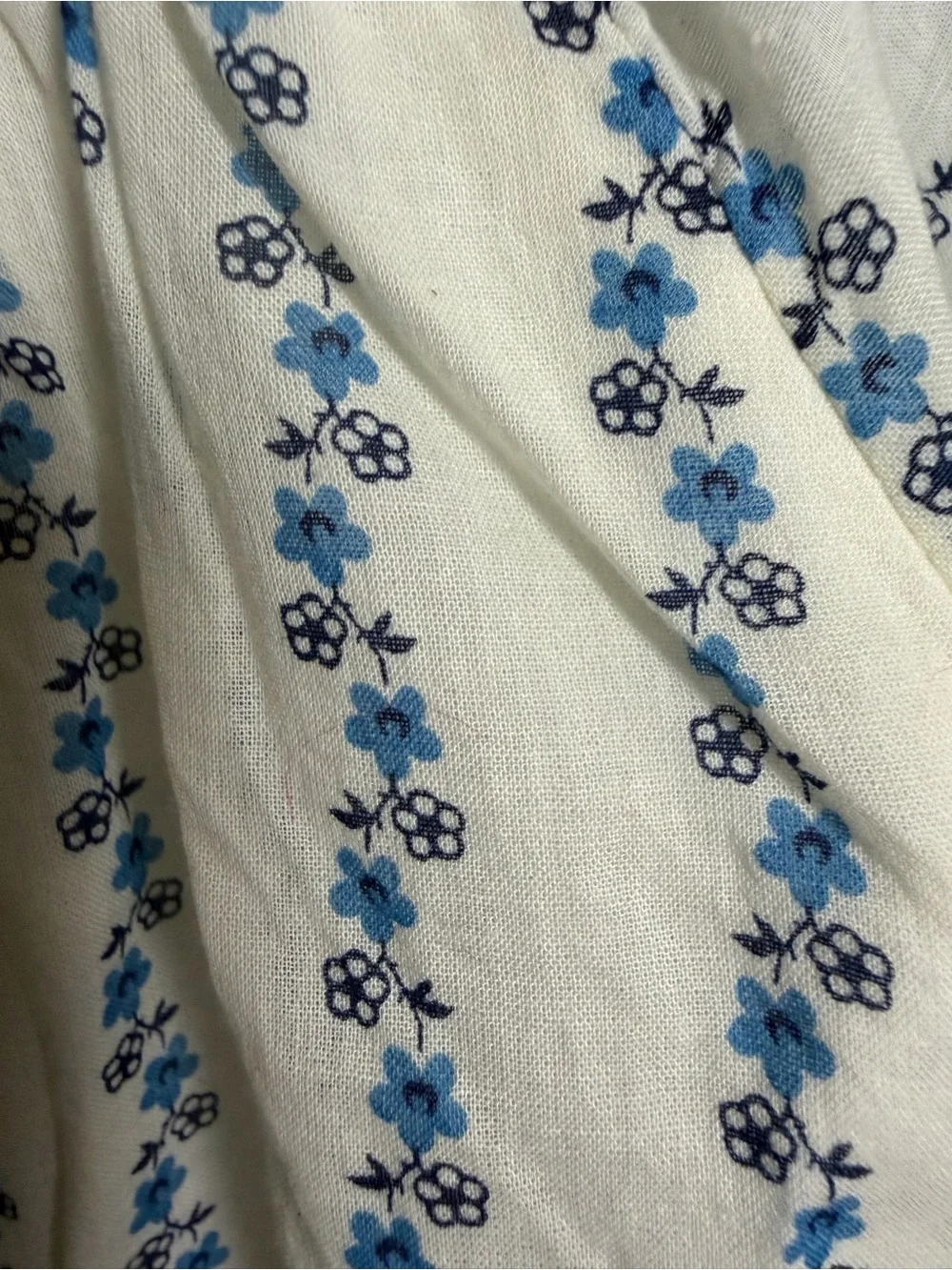 J. Crew Puff Sleeve White Blue Floral Women's XS New